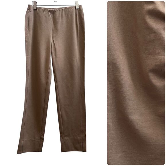 J Jill New Camel Pull On Ponte Knit Side Ankle Slit Straight Leg Pant Size Small - Picture 12 of 12